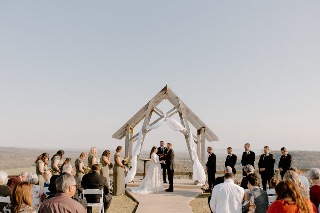 wedding ceremony on top of mountain -- arkansas elopement photographer
